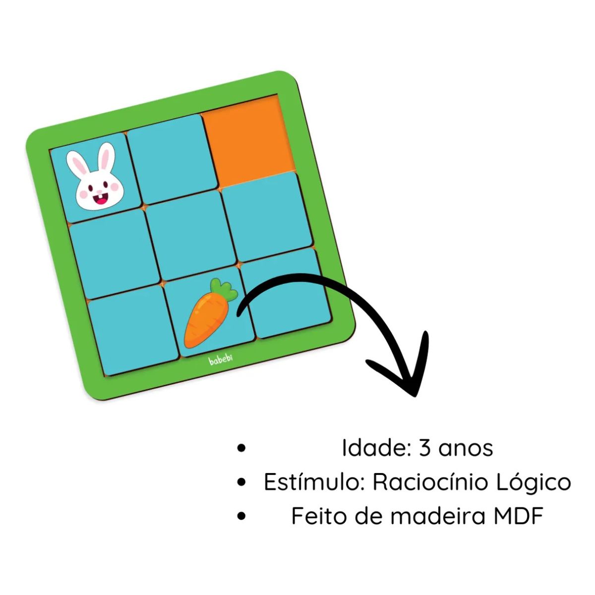 Brinquedo Jogo Educativo Didático Mova-se Coelhinho - Babebi Brinquedo Jogo Educativo Didático Mova-se Coelhinho - Babebi